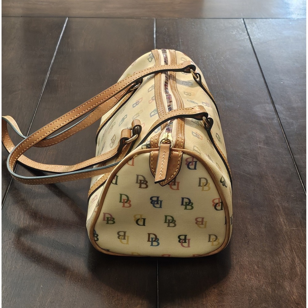 Y2K Dooney & Bourke Rainbow DB Monogram Barrel Bag 11" Vintage - Picture 3 of 10